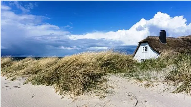 Reetgedecktes Haus an der Ostseeküste